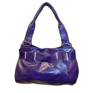 Roberta Gandolfi Purple Leather Tote Hobo Bag With Bow Detail & Dual Handles